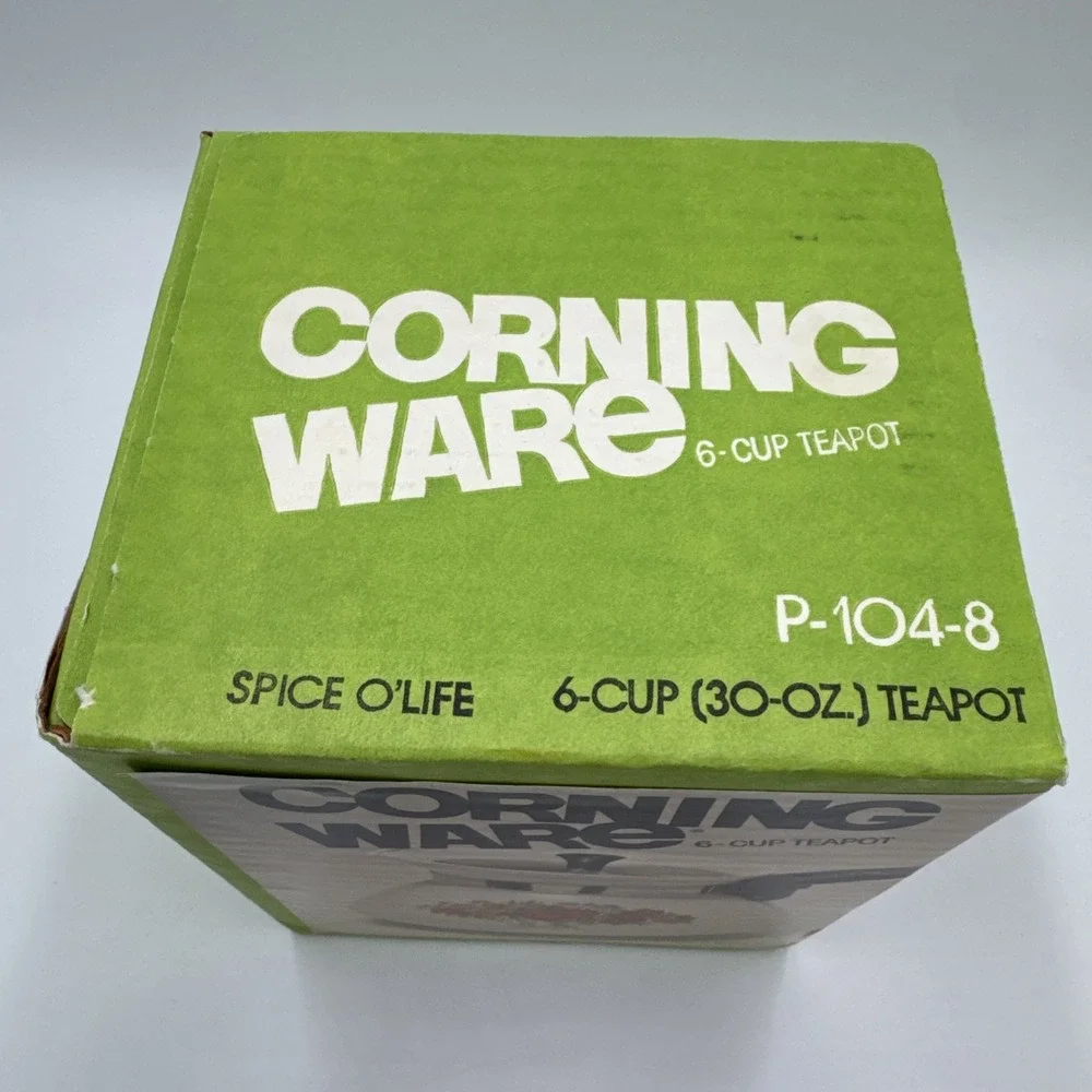 Vintage Corning Ware Spice O' Life 6 Cup Teapot P-104-8 NOS Sealed Box